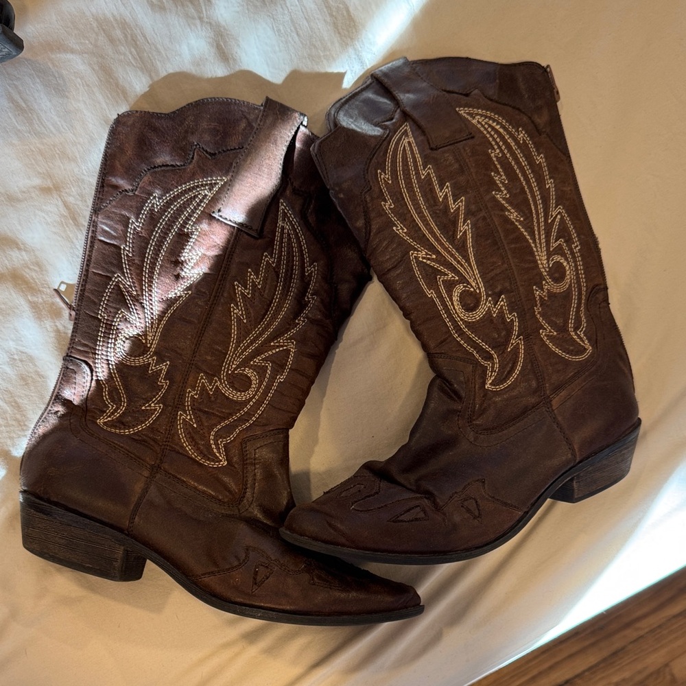 Lane Bryant Wide Calf mid Calf Brown Western Cowboy Boots